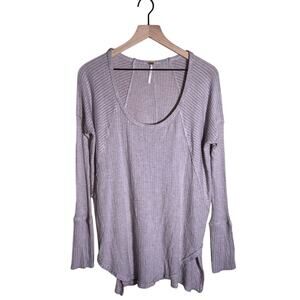FREE PEOPLE boho waffle knit oversized lightweight shabby chic tunic top M
